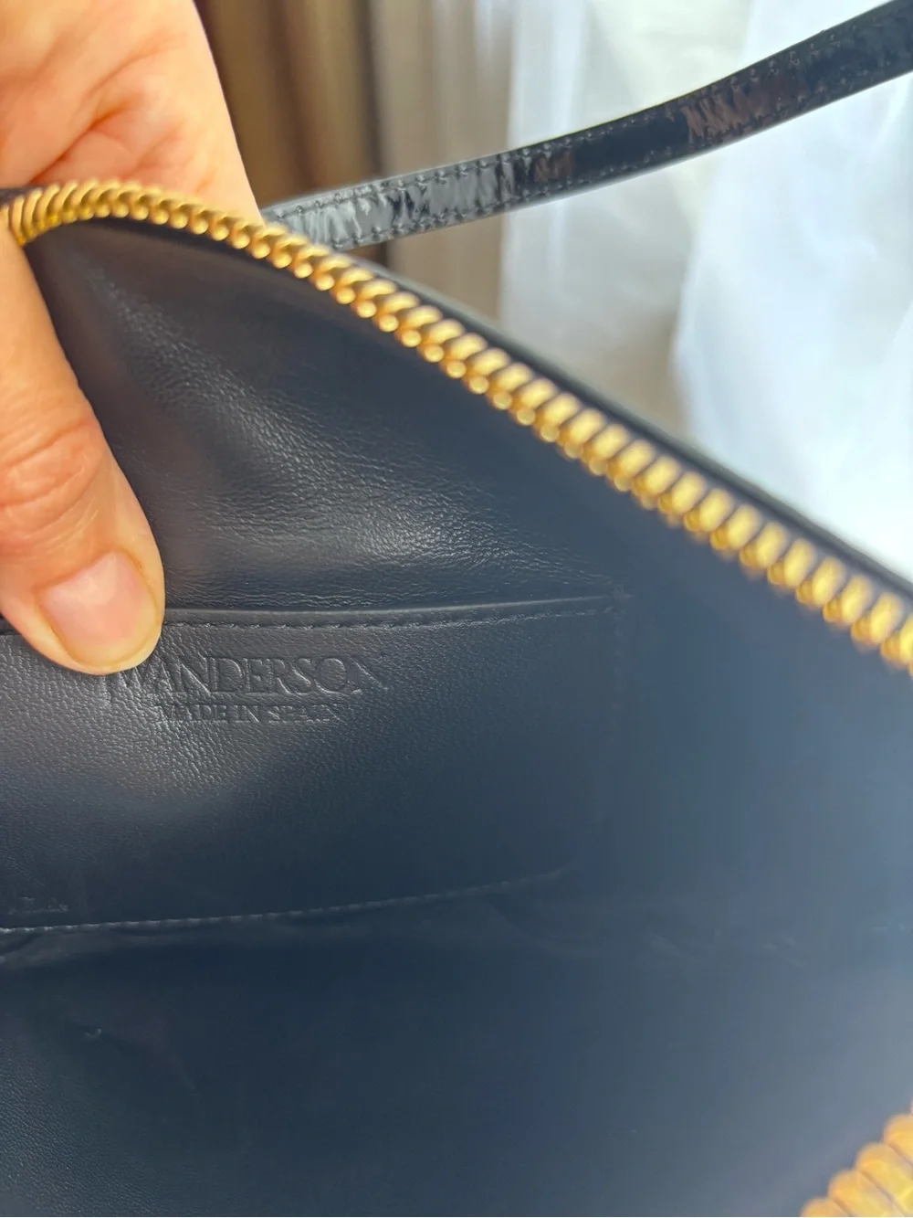 J.W. Anderson Black Studded Half Moon Shoulder Bag leather and suede
